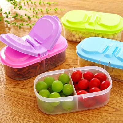 Double compartment covered kitchen food grain sealed jar Multifunctional kitchen refrigerator plastic storage box