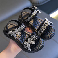 Children's bow lace sandals  Black