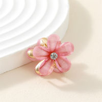Children's Bangs Clip Crystal Flower Oblique Braided Hair Clip  Pink