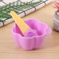 Bol à crème glacée en gros et cuillère ensemble coloré créatif épaissi vaisselle pour enfants crème glacée dessert bol à collation bol en plastique  Violet