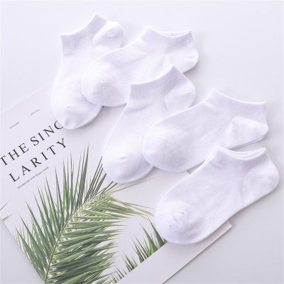 5 pares de calcetines de color sólido de algodón puro para niños pequeños