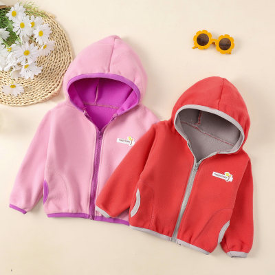 Toddler Girl Solid Color Hooded Zip-up Jacket