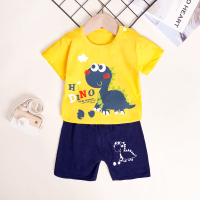 Pijama de patrón de dinosaurio de 2 piezas para niño pequeño