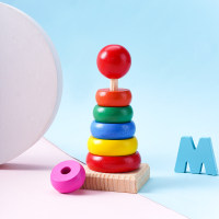 ألعاب خشبية للأطفال دوائر ملونة نمط  قوس قزح - Hibobi