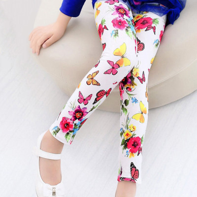 Girl's Floral Print Comfy Leggings