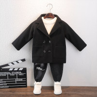 Solid Trick Duffle Coat Trench for Toddler Boy  Black