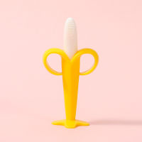 Spazzolino da denti per addestramento in silicone per bambini BPA senza forma di banana  Giallo