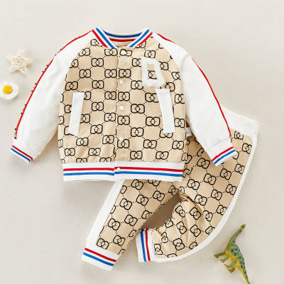 Baby Boy Casual Plaid Long Sleeve Coat Two-piece