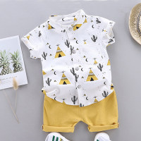 Toddler Pyramid Print Short-sleeve Shirt & Pants  Yellow