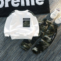2-piece Camouflage Sweatshirts & Pants for Toddler Boy  White