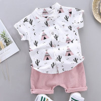 Toddler Pyramid Print Short-sleeve Shirt & Pants  Pink