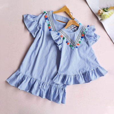 Solid Tassl Dress Mother Baby Clothes