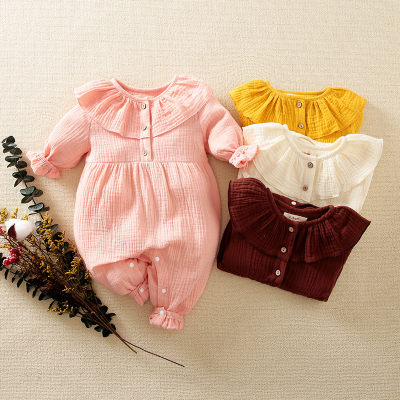 Baby Girl Ruffle Round Neck long Sleeves Jumpsuit