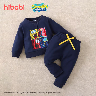Conjunto de Moletom Hibobi Baby Boy Bob Esponja Manga Longa