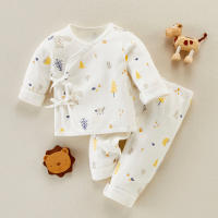Baby Floral Bear Printed Long Sleeve Top & Pants  Yellow