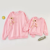 Mom Baby Clothes Bear Doll Casual Sweater  Pink