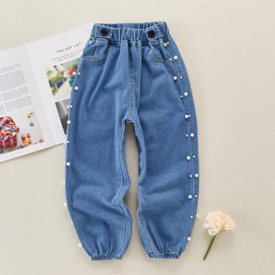 Kid Girl Casual Pearl Jeans