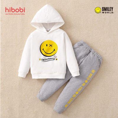 hibobi x SmileyWorld Toddler Boy Cartoon Pattern Long Sleeves Hoodie & Ninth Pants