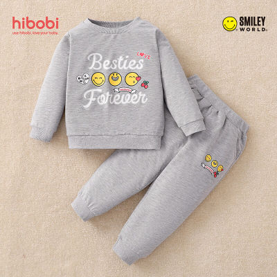 hibobi x SmileyWorld Toddler Boy Cartoon Pattern Long Sleeves Top & Ninth Pants