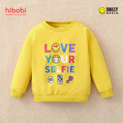SmileyWorld Camiseta de manga larga con estampado de letras para niños pequeños