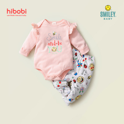 Smiley Baby Girl Cute Print Sweet Ruffle Long Sleeve Rompers & Pants