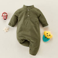 hibobi Baby Casual Solid Long Sleeve Jumpsuit  Exército verde
