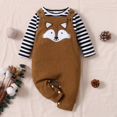 hibobi Baby Boy Stripe Top Cute Fox Print Overalls Two-piece