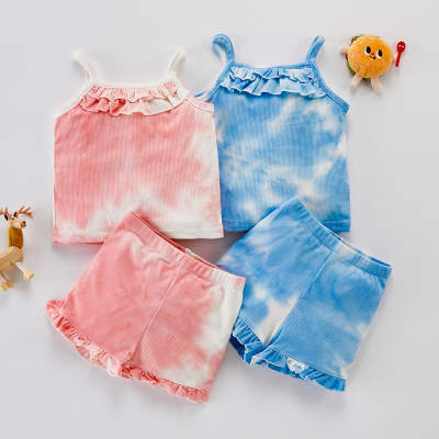 Toddler Girl Tie Dye Print Cami Ruffle Top & Ruffle Shorts