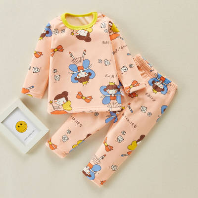 Pijama y pantalones con estampado de letras y figura para niña pequeña