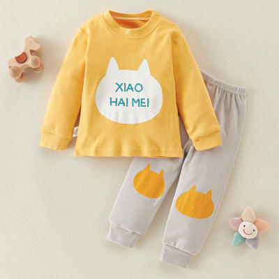 2-piece Color-block Letter Pattern Pajamas Sets for Toddler Boy（Some have shoulder button and some don't  Random hair）