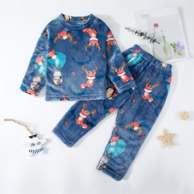 Conjuntos y pantalones de pijamas con bloques de color de animales de algodón para niños pequeños