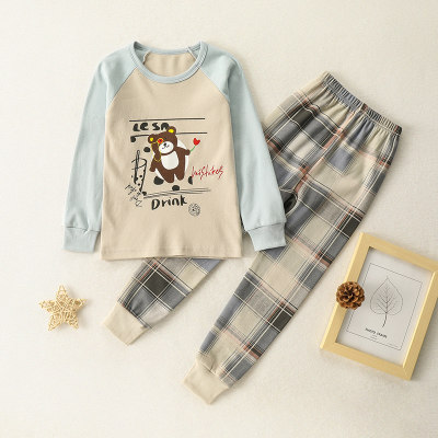 Toddler Boy Cotton Animal Stripes Color-block Top & Pants Pajamas Sets