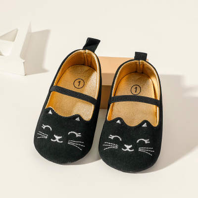 Zapatos de banda elástica con patrón de gato de dibujos animados de bebé niña