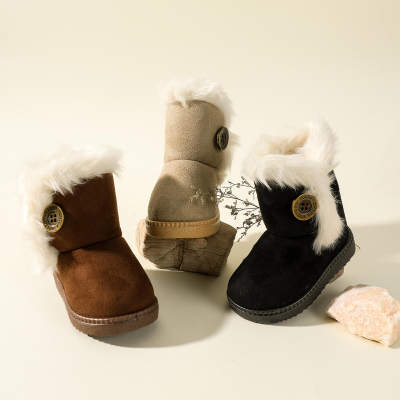 Toddler Girl Plus Velvet Solid Color Snow Boots
