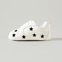 Baby Heart-shaped Embroidery Lace Up Front Shoes  Black