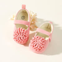 Baby Girl 3D Flower Decor Velcro Strap Shoes  Pink