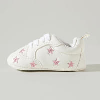 Baby Heart-shaped Embroidery Lace Up Front Shoes  Pink