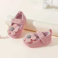Baby Girl Velcro Design Flower Cotton Prewalker  Pink