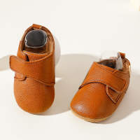 Baby Boy Solid Color Velcro Strap Non-slip Shoes  Brown