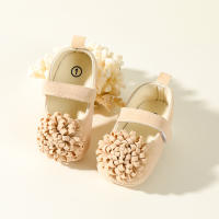 Baby Girl 3D Flower Decor Velcro Strap Shoes  Apricot