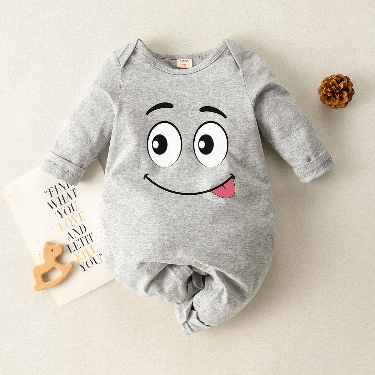 Baby Babykleidung Overall Langärmlig Cartoon Muster Baumwolle Stoff 3pcs Satz 