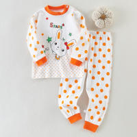 Kids Cartoon And Dot And Letter Print PJ Set  Style 3