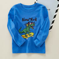 Kids Boys Dinosaur Print Pullover T-shirt  Blue