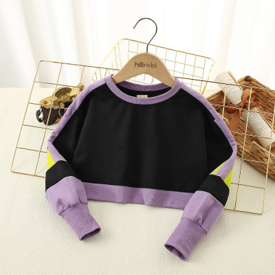 Suéter infantil menina color block manga lanterna