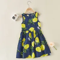 Kid Girl Lemon Print Dress - Hibobi