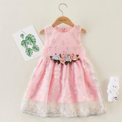 Floral Embroidered Gauze Dress for Girl