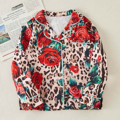Kids Girls Roses And Leopard Print Blouse
