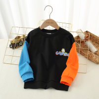 Garfield ✖ hibobi Kid Letter Print Colour Block Pullover Sweatshirt  Black