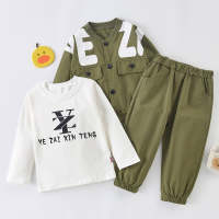 Toddler Boy Letter Printing Coat & Sweatshirt & Pants - Hibobi