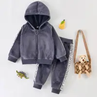Toddler Boys Casual Letter Top & Pants Suit  Gray
